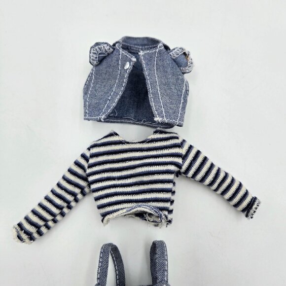 Skipper Denim Dress Outfit Vest Leg Warmers Shoes Barbie Doll Mattel 14381 14385 - Picture 11 of 14